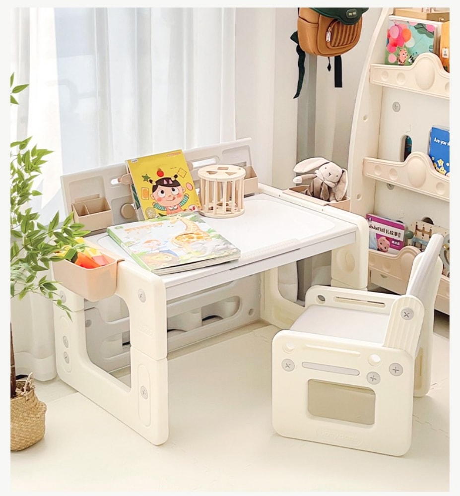 キッズデスク チェアセット お絵描き机 天板角度高さ調整 子供机セット キッズチェア 収納ケース ブックスタンド ペン立て 子供用デスク 子供テーブル 子供机 学習机 多機能 省スペース お絵描きデス