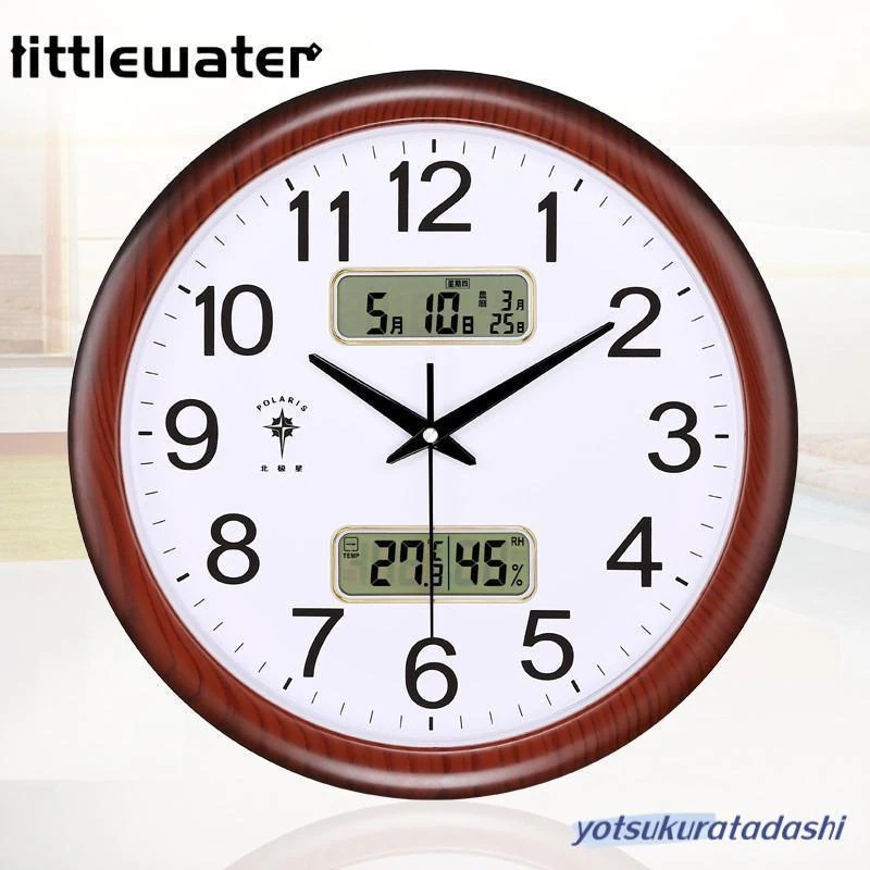 O円き ダブルリンクマグノア精密2（個）ごとに11 温度湿度計日付表示 2画面表示 自動校正 北欧スリム 壁掛け時計 【迅速な出荷】掛け時計 5,039円