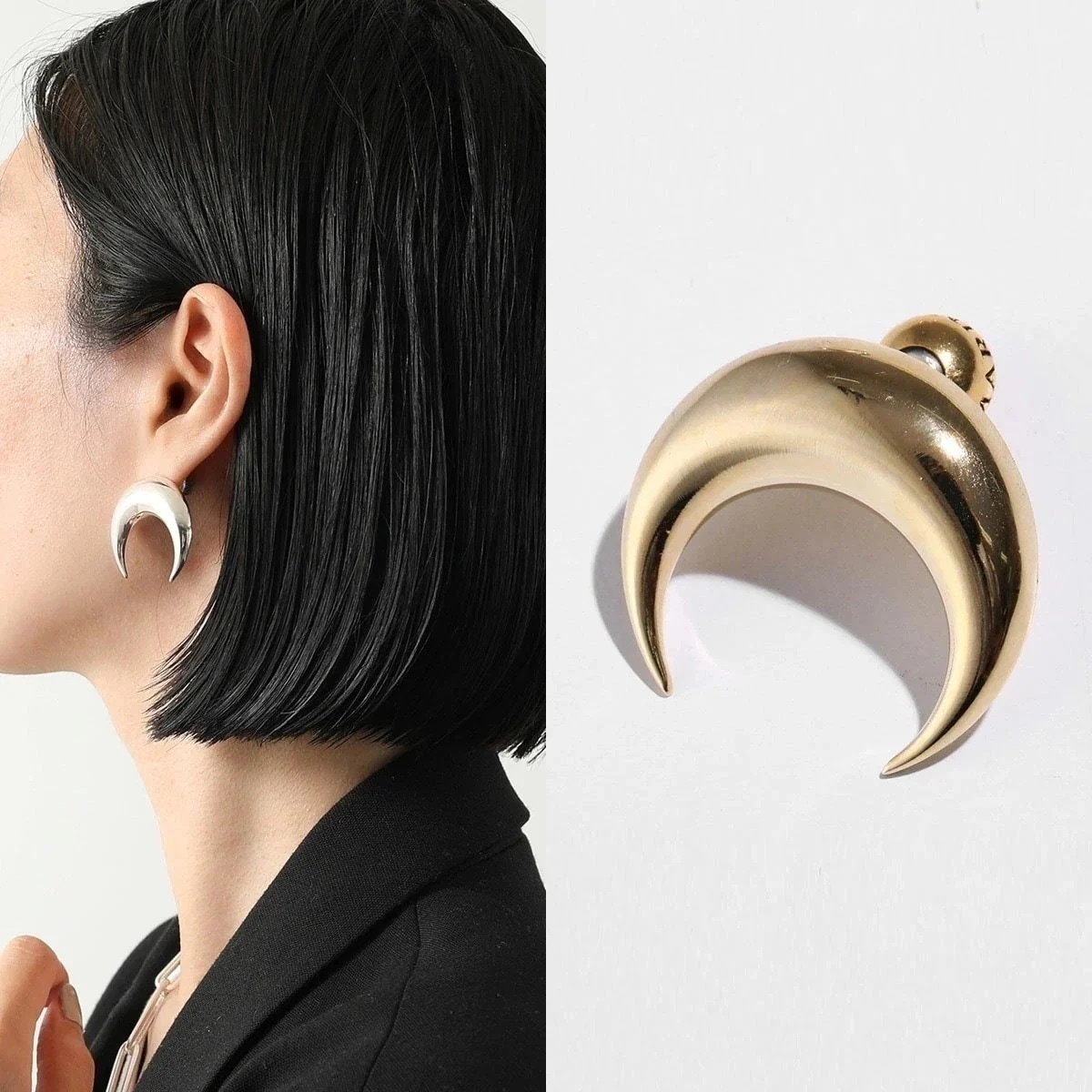 Marine Serre マリーン セル ピアス Regenerated Single Tin Moon Stud Earrings UJW013 レディース
