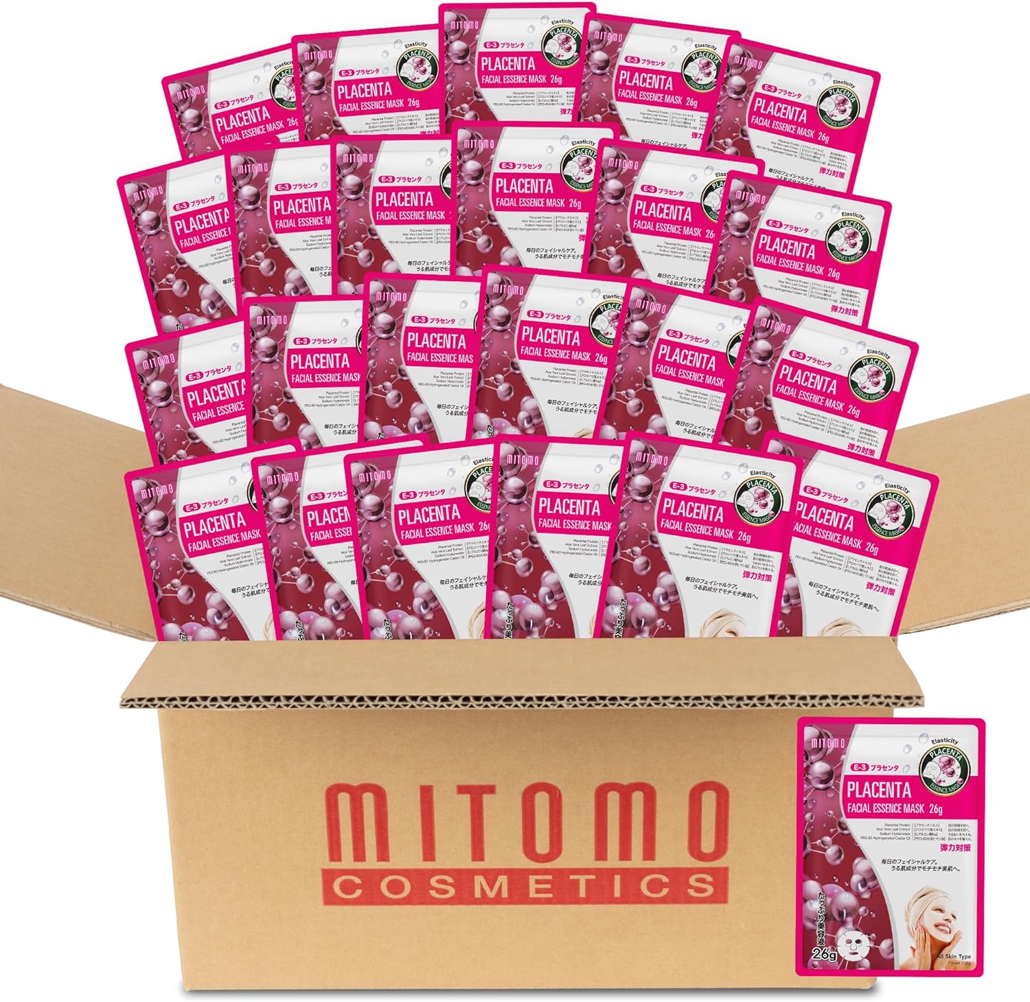 日本製 プラセンタ 弾力 シートマスク/800枚x1セット＝800枚/美容液/美容 スキンケア 潤いマスクパック[MTSS00516-E-3x080]