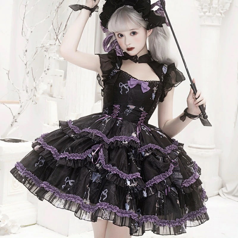 グラスハートOP半袖スリーピースロリータスイートキュートエレガントサマーサスペンダードレスドレスかわいいドレス花嫁春夏ゴスロリワンピースLolitaロリータ コスプレ ウェディングドレス日常服人形師