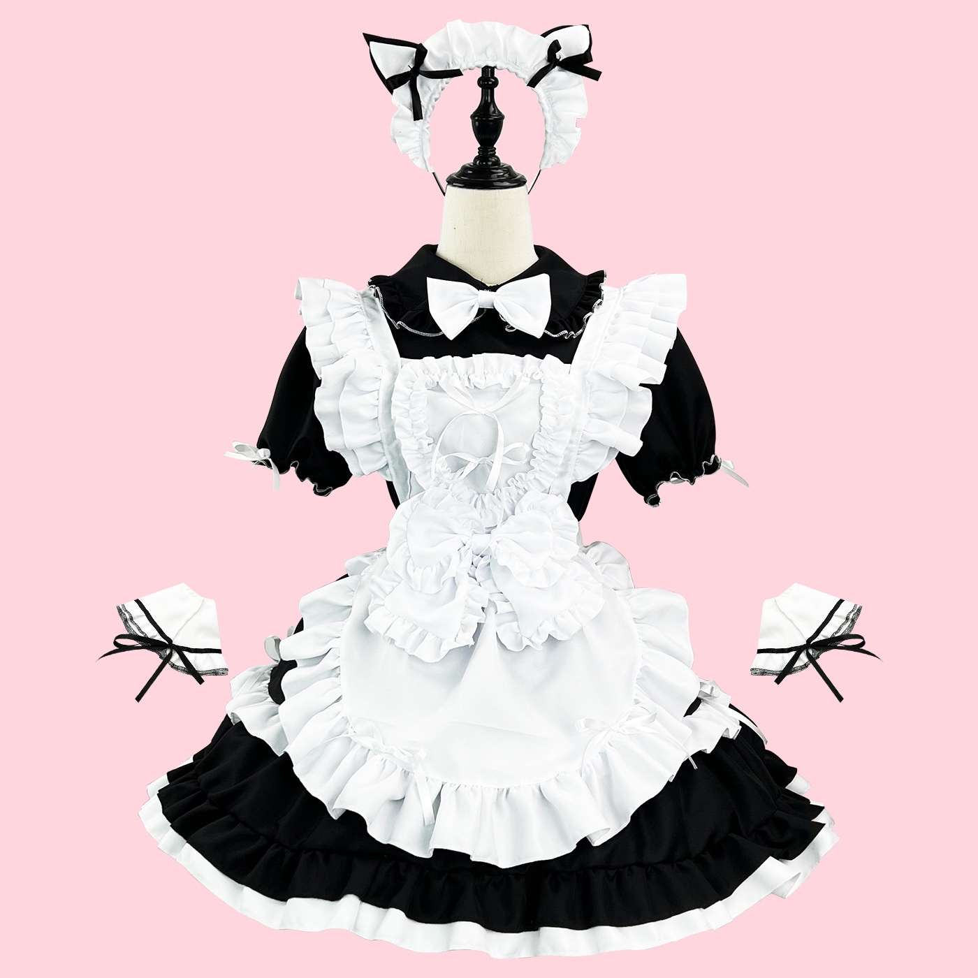 ロリータ 6点セット 可愛い ゴスロリ ワンピース メイド 服 コスプレ 萌え 衣装 ハロウィン クリスマス 人气 コスチューム