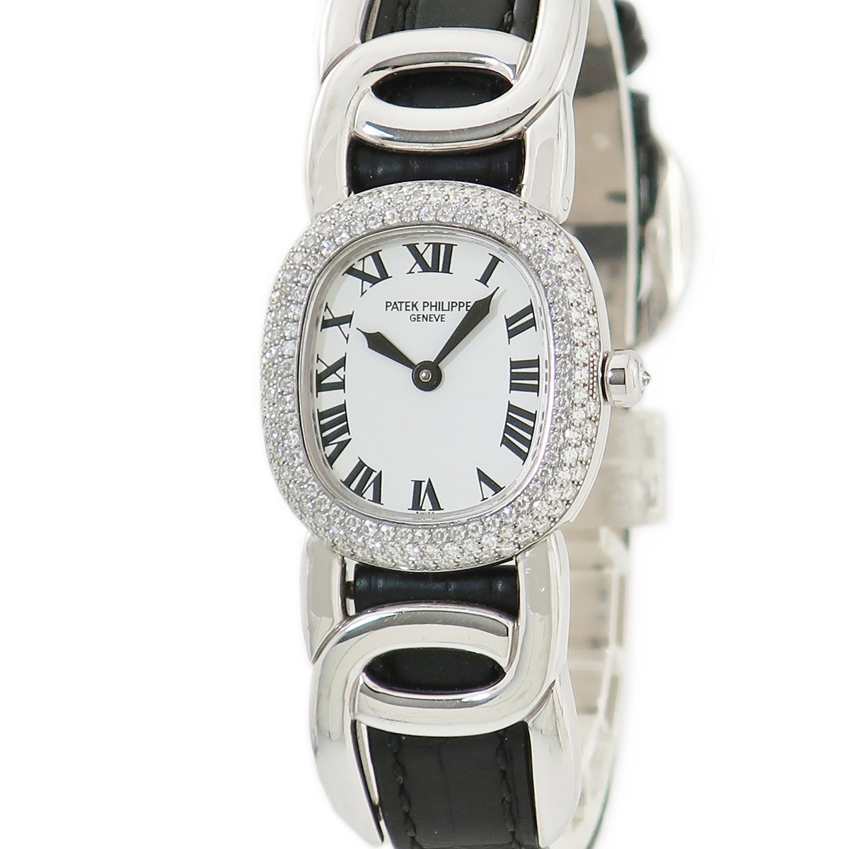 ゴールデンエリプス 4831G-001 クオーツ レディース K18無垢WG 純正ダイヤ ホワイト ローマン 3年保証