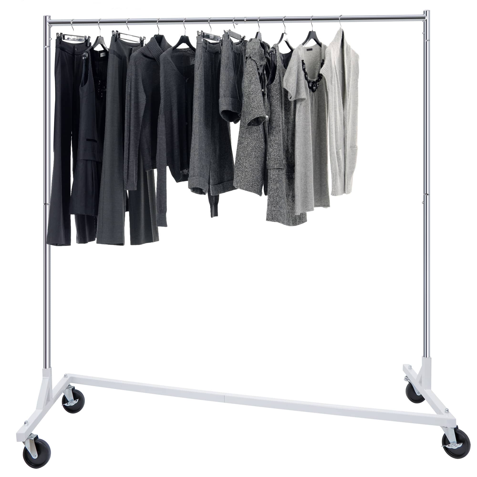 「新商品」Zベース衣類ラック 工業用パイプスタイル 洋服ラック 車輪付き 1 Pack ブラック