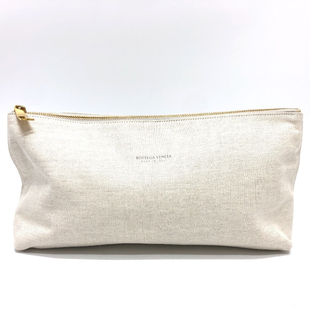 セカンドバッグ ロゴ ポーチ キャンバス ベージュ