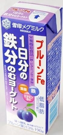 雪印メグミルク MEGMILKプルーンFe 1日分の鉄分のむヨーグルト 190g 9本セット×4 要冷蔵