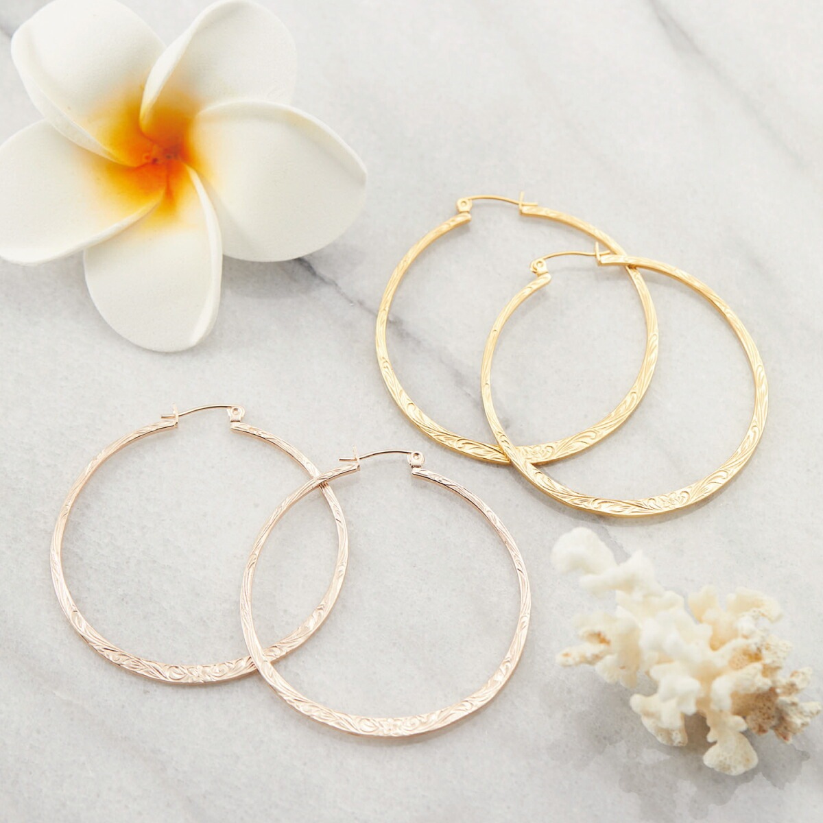 ピアス レディース サージカルステンレス製 ハワイアンジュエリー ハワジュ フープピアス 大ぶり