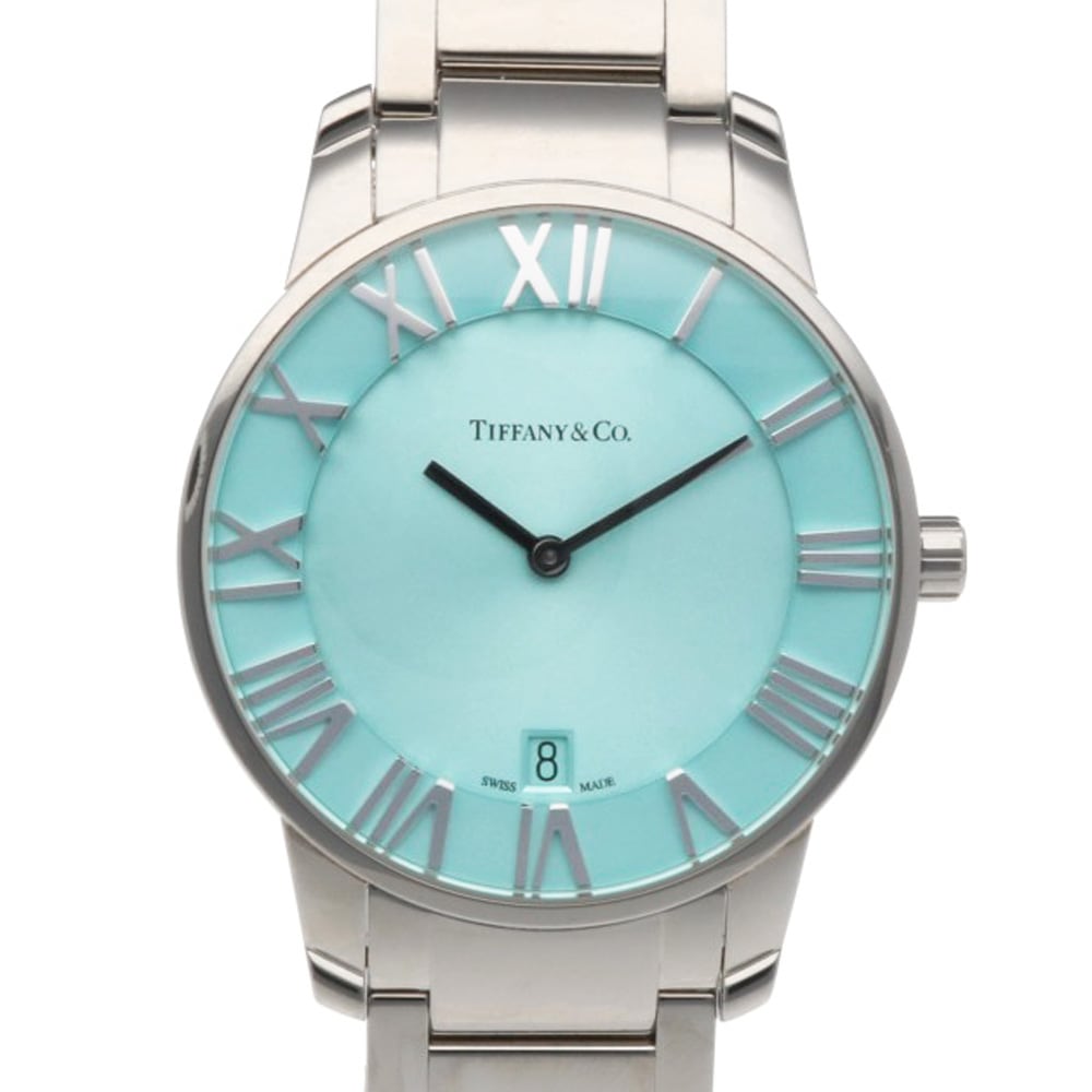 ティファニー アトラス 2ハンド 腕時計 ステンレススチール 63452769 クオーツ 1年保証 TIFFANY&Co. 中古