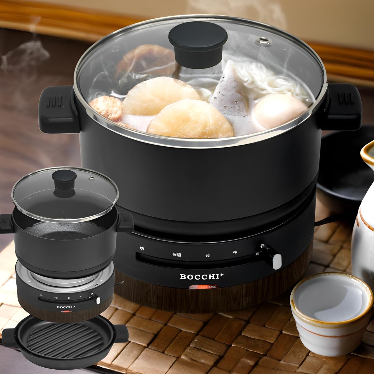 life_mart ホットプレート ＆ 電気鍋 2way 一人用 【 深型 8cm 高火力 無段階温度調節 鍋ごと冷蔵保存 】 一人鍋 電気 丸型 一人暮らし 小型 焼肉プレート たこ焼きプレート 蒸 4,797円