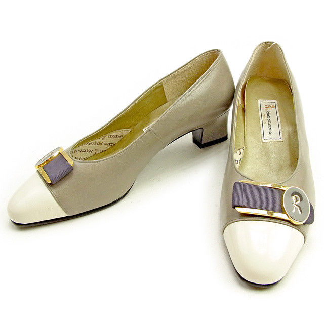 パンプス ＃5　1/2 ホワイト グレー 中古