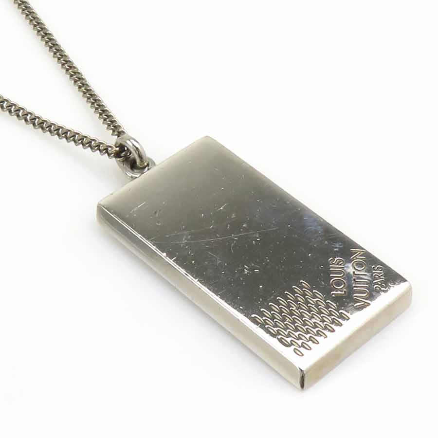 ルイ ヴィトン LOUIS VUITTON ネックレス コリエ プラーク ダミエ メタル シルバー メンズ M61972 h32199a
