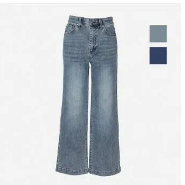 HC09 女性インバンド ワイドクロップ ジーンズ カジュアル ワイドフィット ファッショナブル おしゃれ (S42359701)