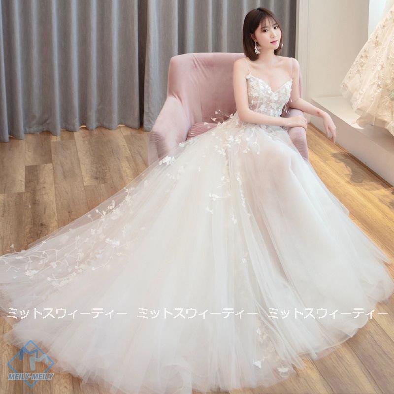 ウェディングドレス 花嫁 二次会 ウエディングドレス 結婚式 ロングドレス Aライン ノースリーブ