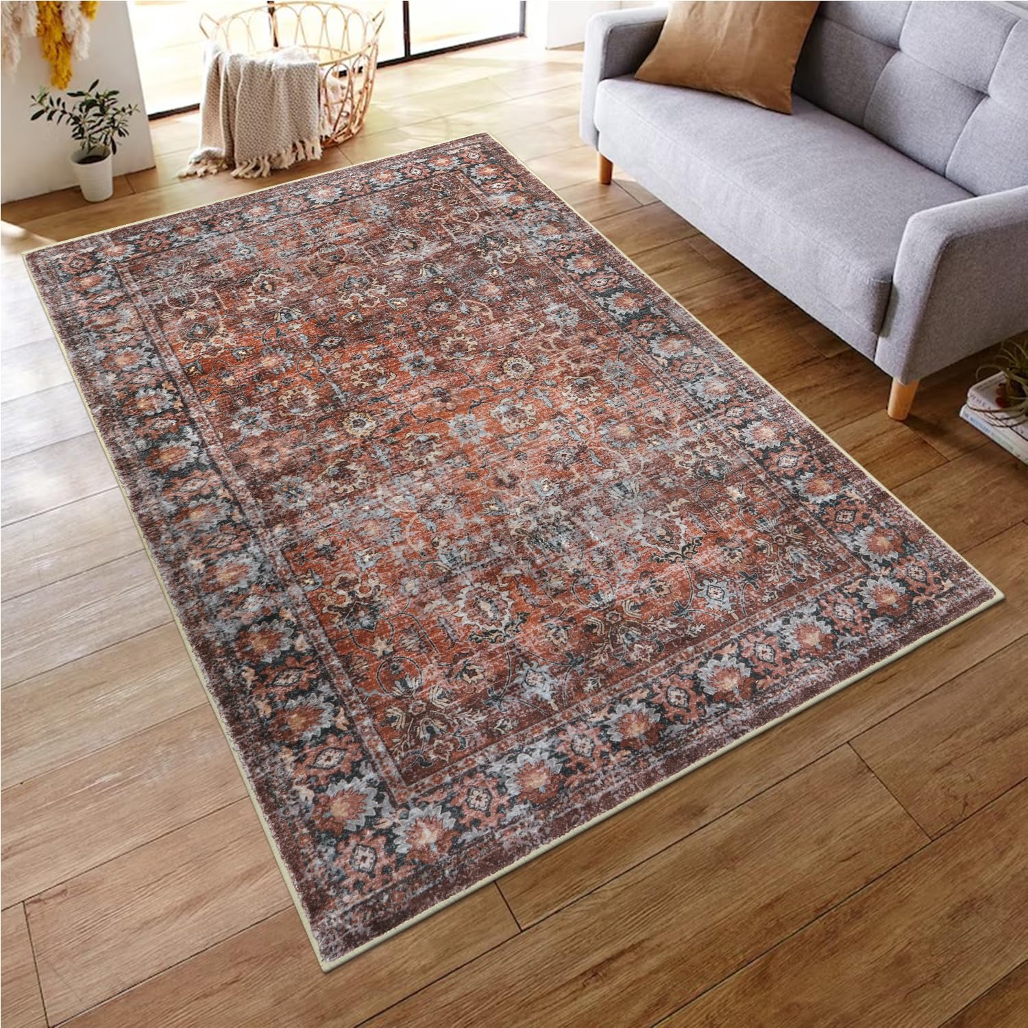 HAOCOO ラグ カーペット 洗える 130×190cm ホットカーペット対応 絨毯 ペルシャ風 ラグマット 1.5畳 ふわふわ おしゃれ ホットカーペット対応 滑り止め 防ダニ 防臭 軽量 防音マ