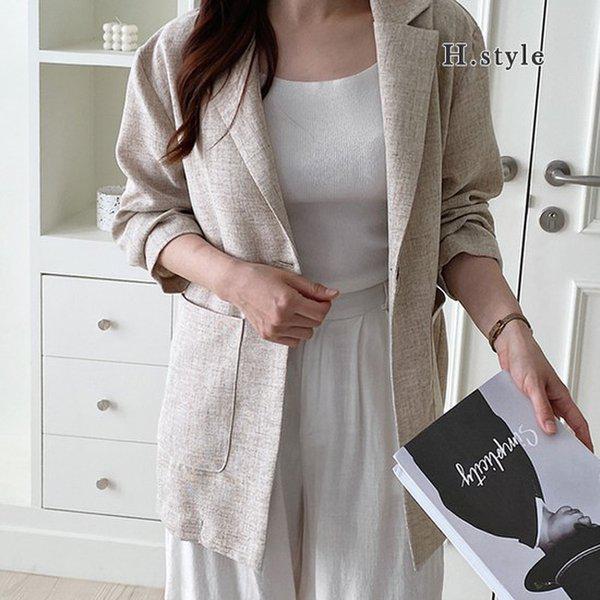 HスタイルDKリネンウッドJK/夏/麻ジャケット/JK/ジャンパー/アウター/リネン