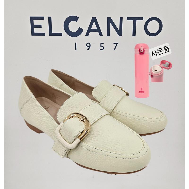 女性牛革バックル装飾モールドローファー CWC43U613-39