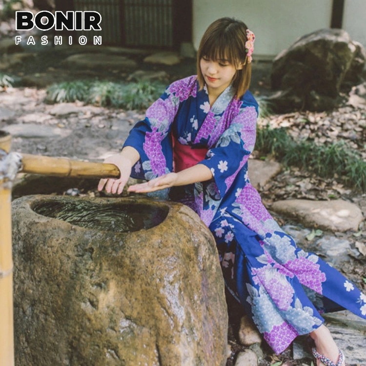 浴衣 レディース パープル 花柄 きれいめ フリーサイズ レトロ オシャレ YUKATA 浴衣 作り帯 浴衣セット 寝巻き 部屋着 花火大会 櫻 夏祭りお出かけ 文化祭 盆踊り 女性用 簡単 着れる