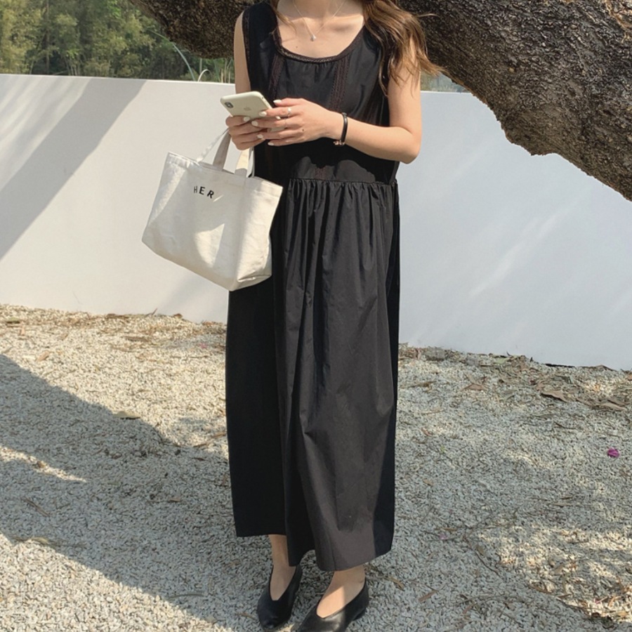 韓国ファッションノースリーブワンピース ワンピース韓国 ワンピース夏 韓国 ワンピース夏白 ワンピー