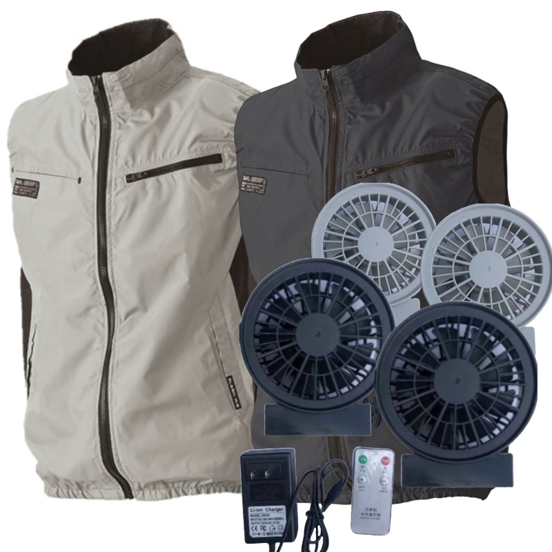空調ベスト 05302-sbt-05 一体型ファンバッテリー さくら電子 男女兼用 ポリ 裏チタン 全2色 4L-7Lサイズ 釣り 空調作業服 ファン付き作業服 作業着 セット 大工 工事 PSE取得
