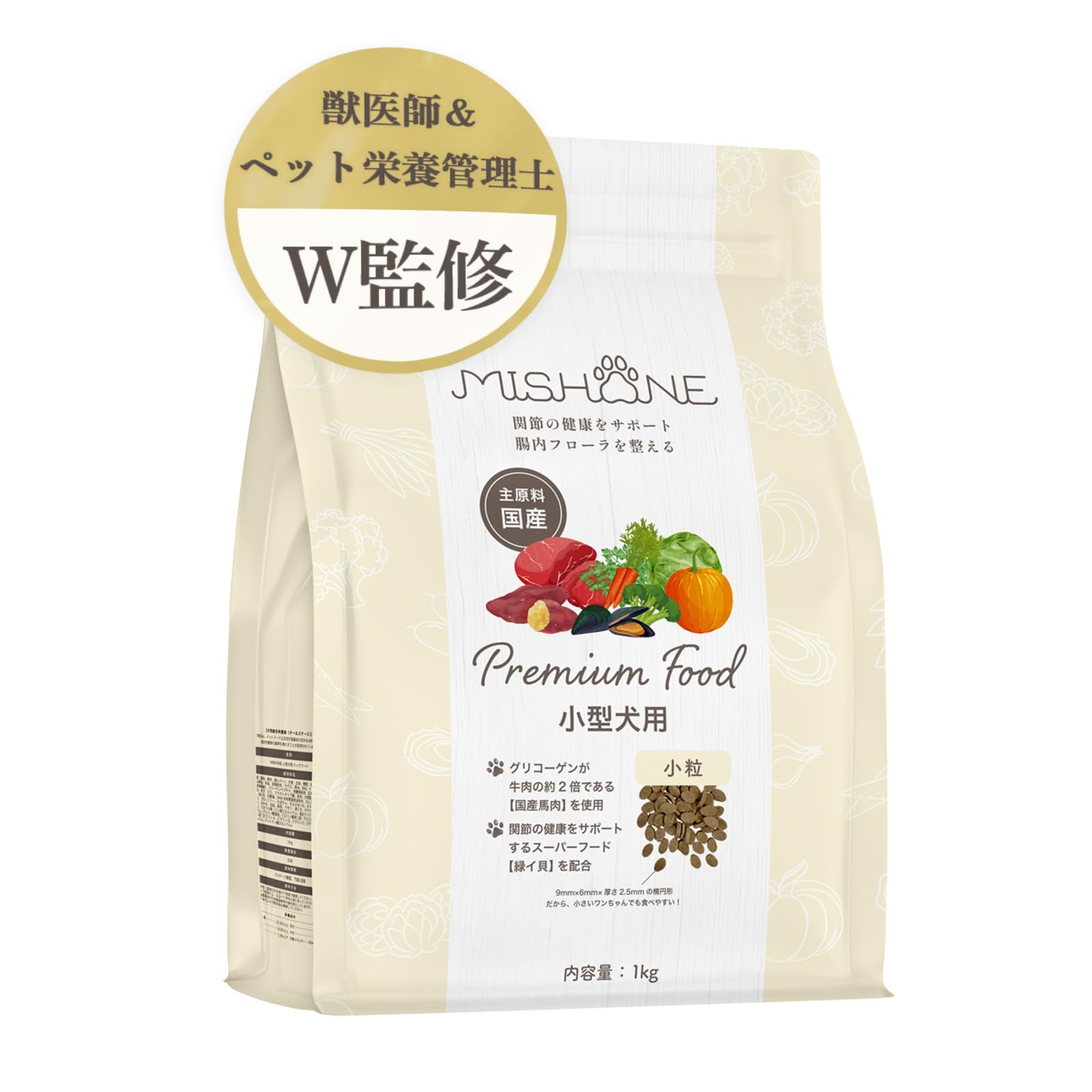 【獣医師監修】 ミシュワン MISHONE ドッグフード 成犬用(国産鶏肉＆馬肉) 全年齢対応 主原料 無添加 小麦グルテンフリー 1kg×単品