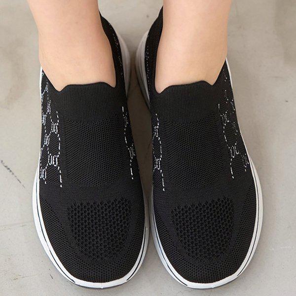 [シューズ] ニット背伸び女性女子スリップオン スニーカー運動靴 6cm sjssz-MK-822