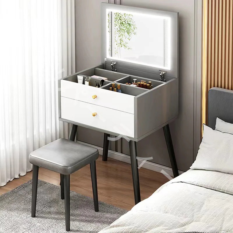 【新品入荷】マルチカラーオプション ホワイト 白 いす 大容量 コスメ収納 コスメ 化粧 ガラス 一面ドレッサー 収納 角度調節 鏡 ミラー 化粧台 鏡台 テーブル ドレッサー LEDライト付き