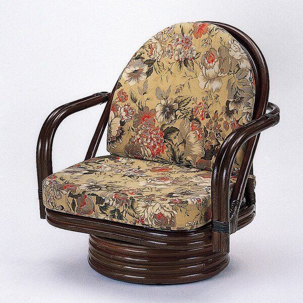 回転座椅子 ロータイプ ラタンチェア 籐家具 座面高25cm 椅子 イス アジアン