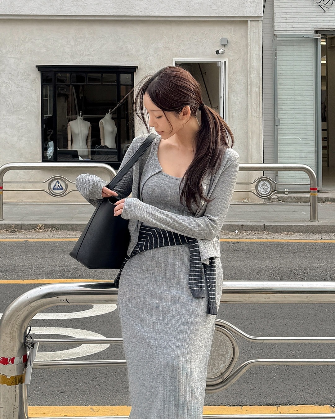 モネットカーディガンスリーブレス韓国ファッション レディース