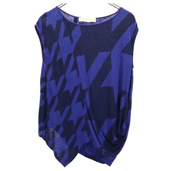 総柄 ノースリーブ カットソー 36 ネイビー系 レディース