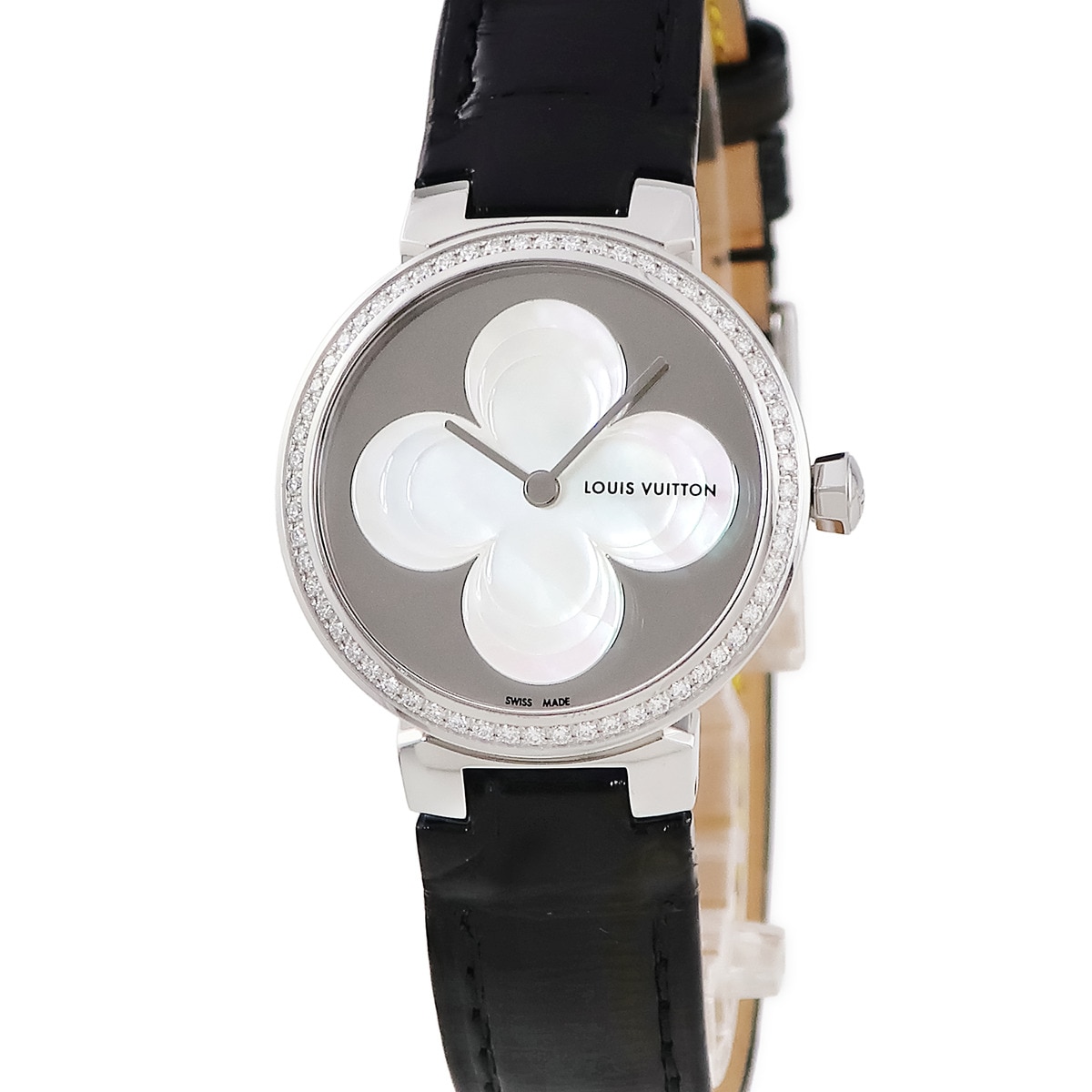 タンブールスリム Q1J06 クオーツ レディース 純正ダイヤ シェル ミラー ラウンド 3年保証