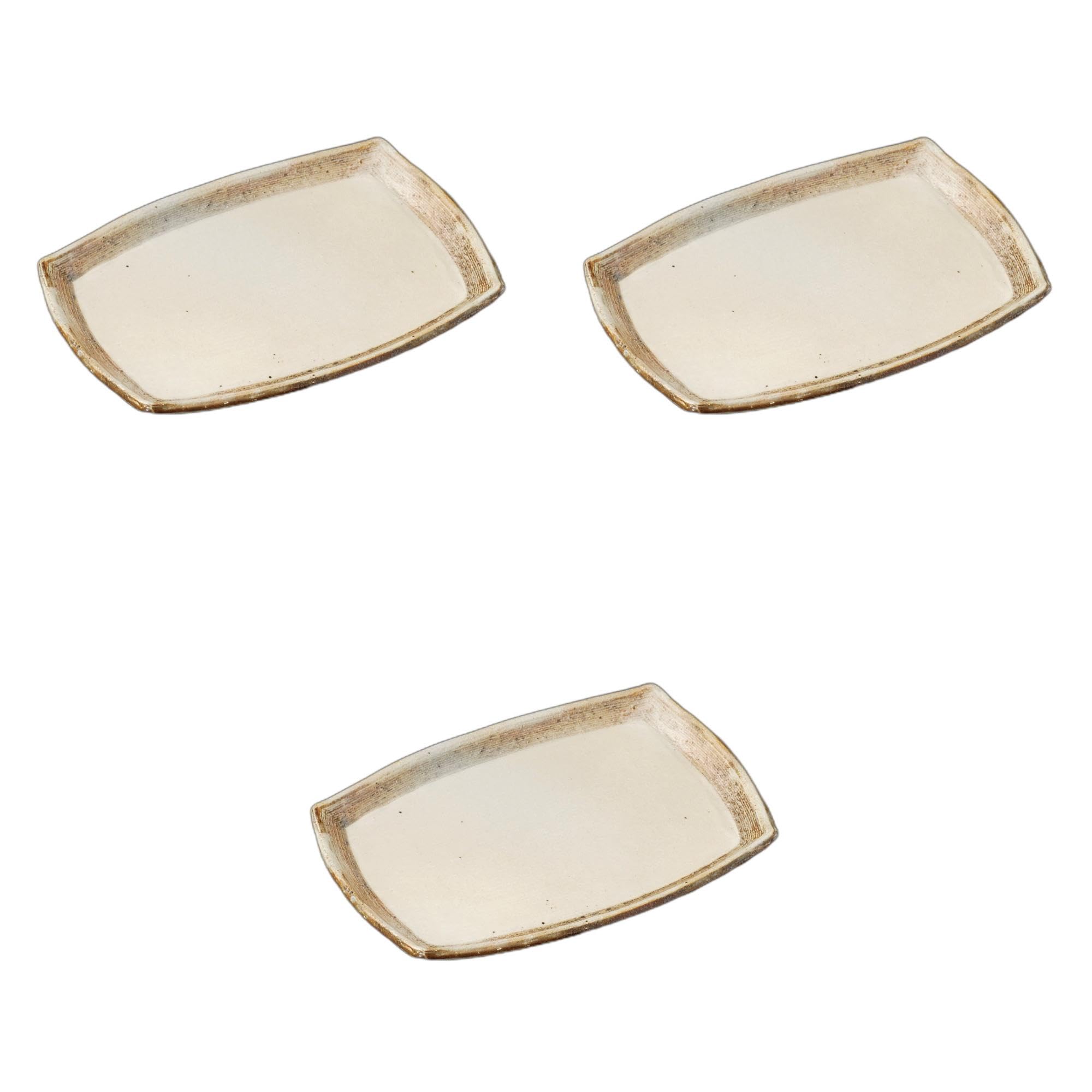 セトモノホンポ(Setomonohonpo) 3個セット 渕荒横彫長方皿（中） [ 22×15.3×1.8cm ] 長皿陶磁器