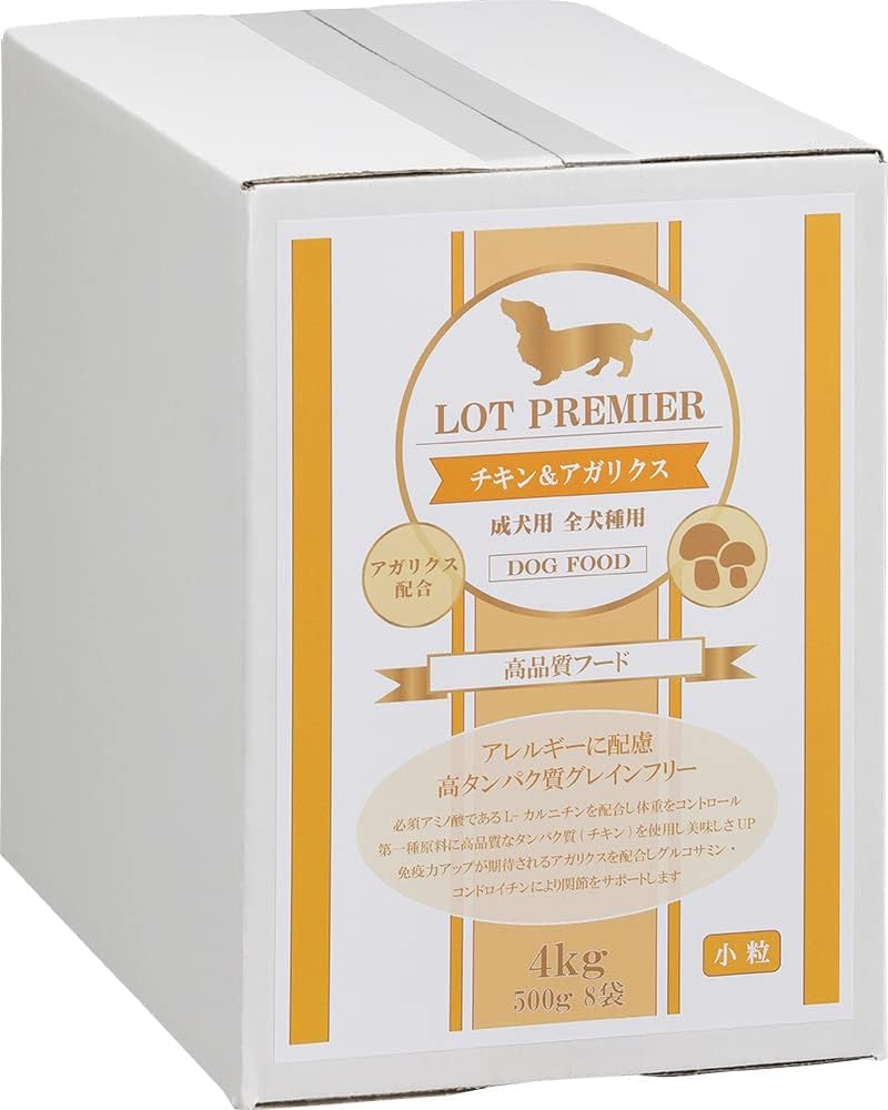 グレインフリー ロット プレミア チキン＆アガリクス 全犬種 成犬用 小粒 4kg ドッグフード 着色料 香料 不使用 10,598円