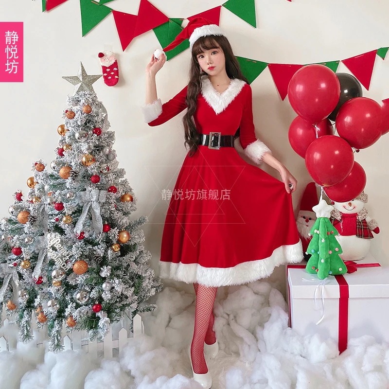 クリスマスコスチューム大人女性クリスマス衣装ホリデーパーティーアップサンタクロースロング