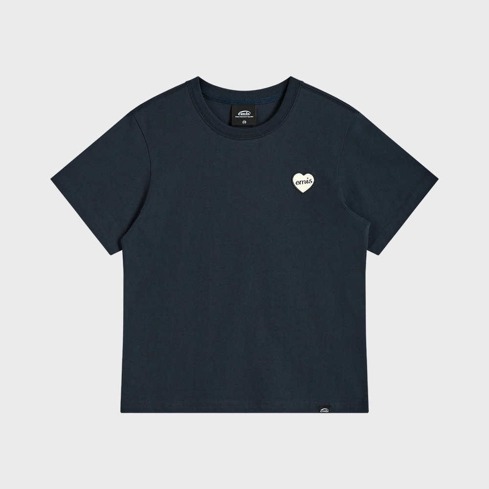 (W) ハート ラバーパッチ Tシャツ ネイビー