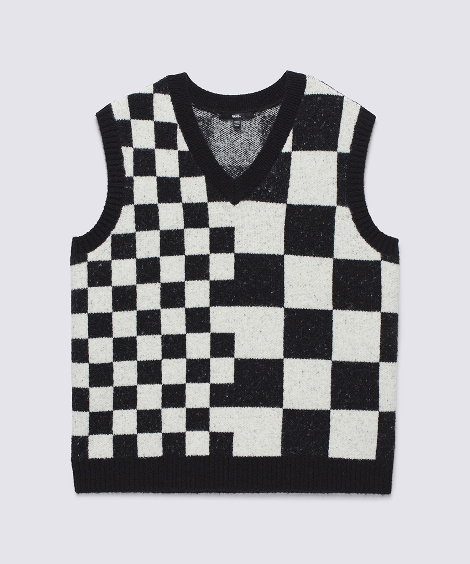 VANS コートヤードチェッカーセーターベスト-マシュマロ/VN000F6WFS81