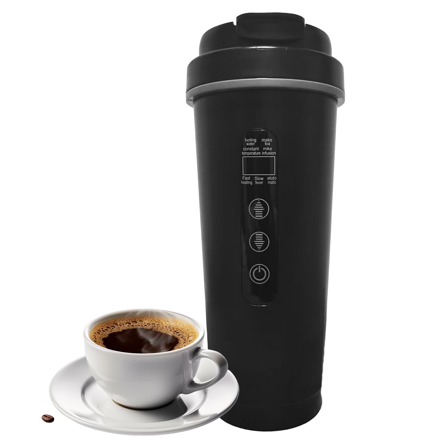 車載電気ケトル MACOLAUDER 316ステンレス鋼 500ml カー用＆トラック用 DC12V/24V 18-25分だけで沸騰保温 断熱 車用 湯沸し器 電気ポット LCDディスプ 車中泊 カ