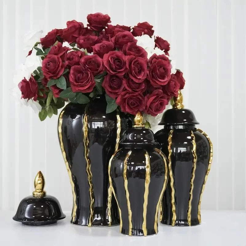 フラワーベース ブラック スタイリッシュ お洒落 モダン ラグジュアリー かっこいい ホテルライク ロビー オフィス 玄関 インテリア ホームデコ 4-7
