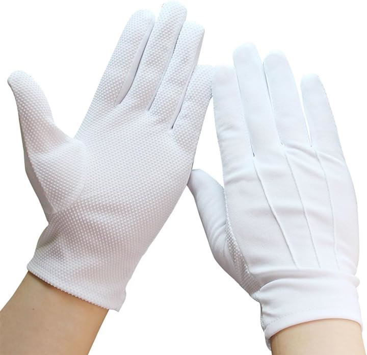 フォーマル白手袋 滑り止め付き 綿製 薄手 汗吸収 ホテルマン バス運転手警備式典用 30双 Sサイズ( ホワイト, S)