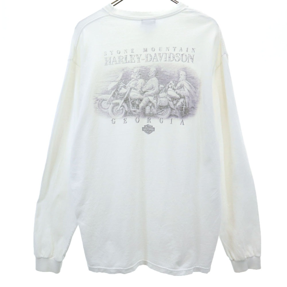 バックプリント 長袖 Tシャツ L ホワイト ロンT メンズ 古着