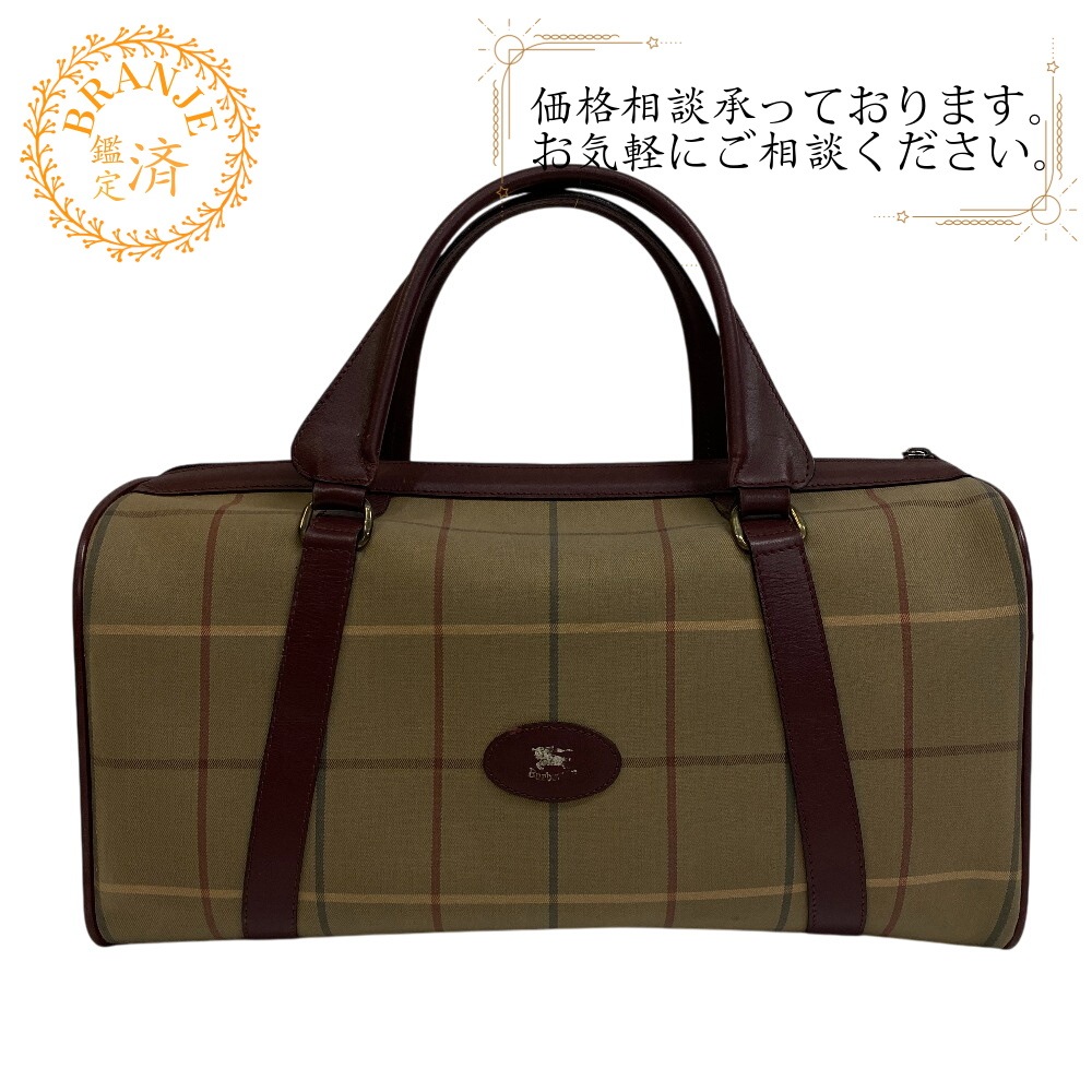 ミニボストンバッグ ハンドバッグ メガチェック キャンバス ボストンバッグ ベージュ ブランド 14,602円