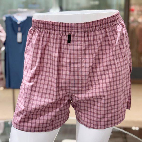 男性先染め綿200本メランチェックトランクス(WMP5415D WI)