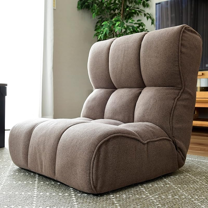 【即納】[山善] 座椅子 ソファー 1人掛け ヘタりにくい(ポケットコイル) 幅56 フリーロック機能(省スペースリクライニング) リクライニング42段階 ブラウン AHZ-55P(BR)