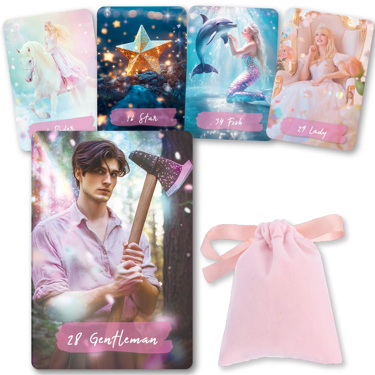 【正規輸入】Girls dream Lenormand ガールズドリームルノルマン 49枚【巾着ポーチ付き】日本語のキーワードカード付き