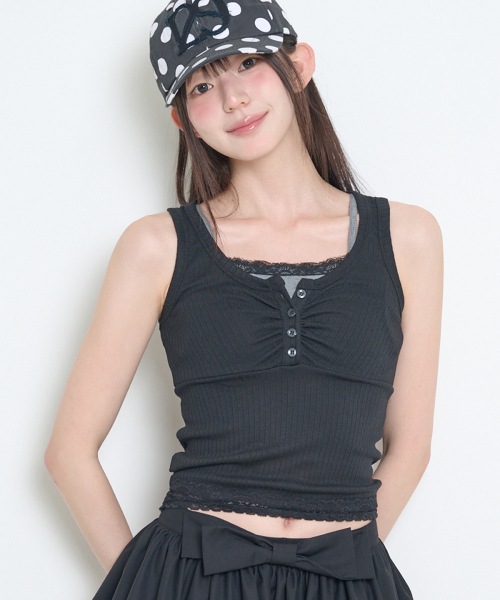 【ILLIGO】 LAYERED TRIMMING SLEEVELESS BLACK 正規品