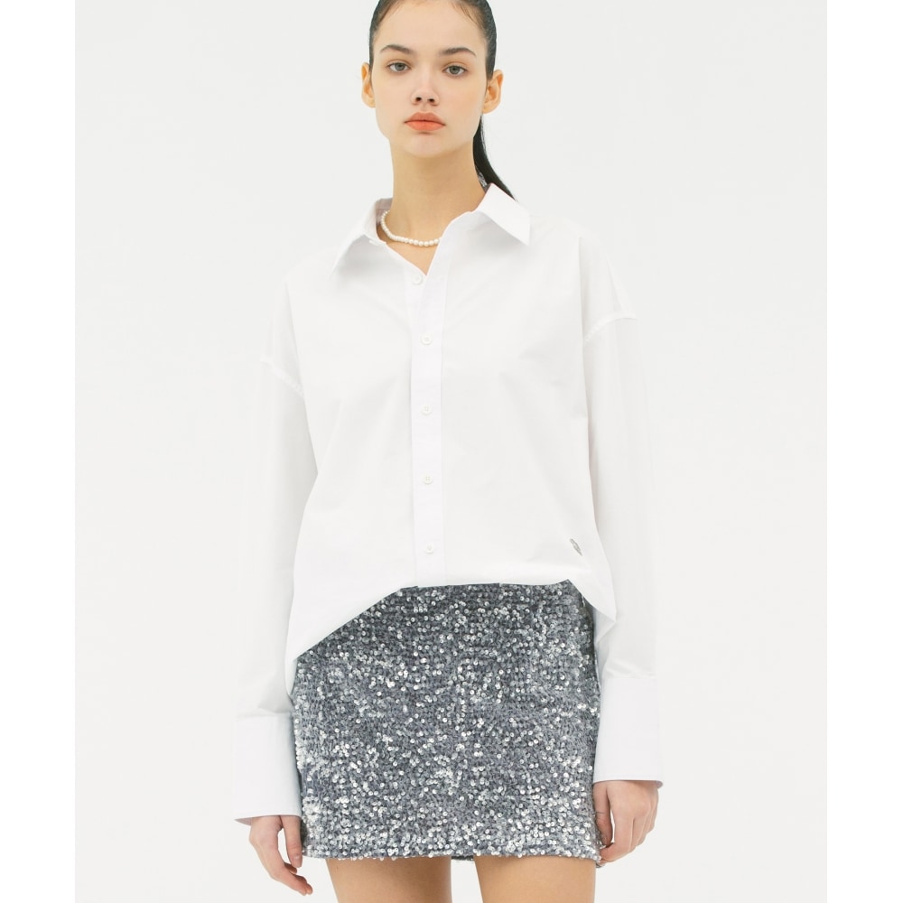 FALLETTブラシロゴコットンシャツホワイト