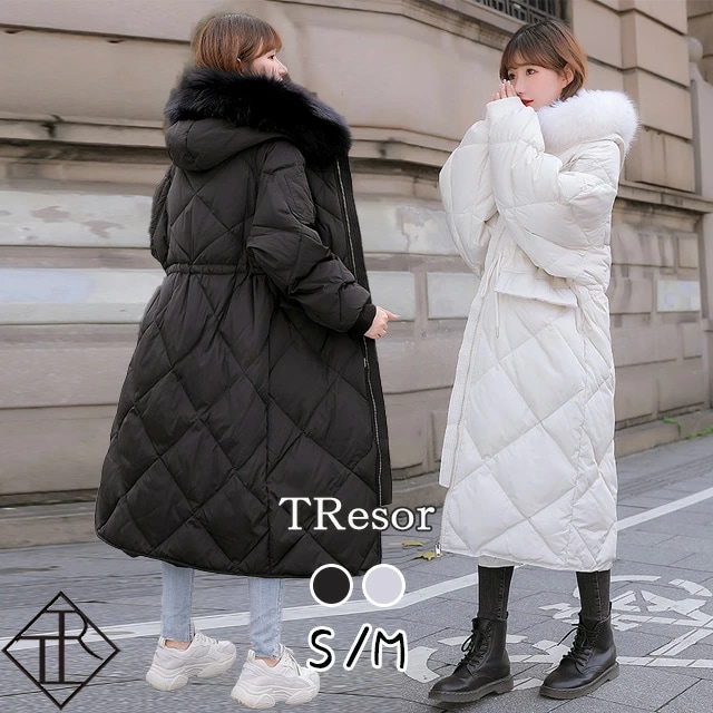 ダウンコート レディース ロング ダウン コート ダウンジャケット アウター 上着 大きいサイズ フェイクダウン 中綿 フード エコファー シンプル カジュアル ガーリー 暖かい 防寒 細見え ゴージ