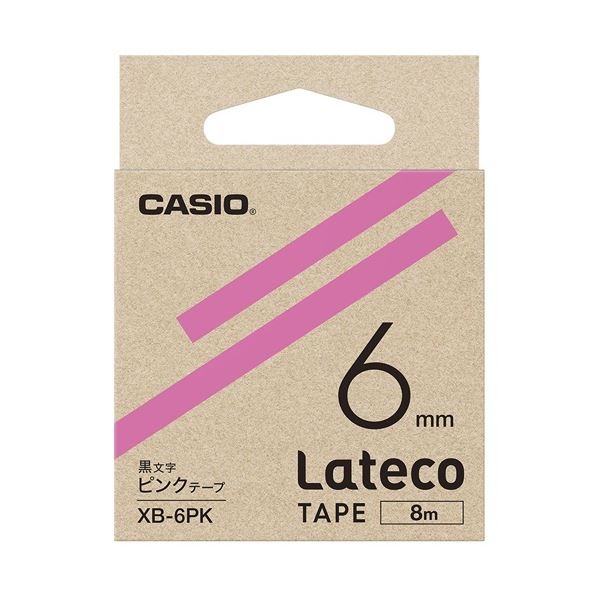 （まとめ）カシオ計算機 ラテコ専用テープXB-6PK ピンクに黒文字（×10セット） 7,110円