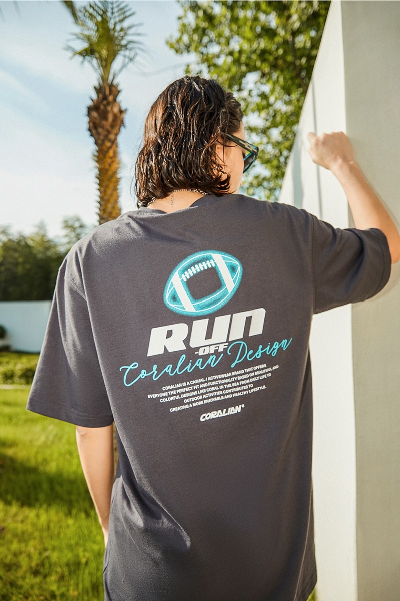 [ランオフ]ラグビー 半袖綿 Tシャツ_チャコール [CRTC1192]