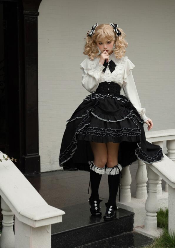 239【新作登場 最安値】 　2点セットロリータ ゴスロリ コスプレ ワンピース　メイド服 コスチューム 文化祭 学園祭 衣装 仮装 ハロウィン おすすめ 可愛い ドレス　日常　写真　舞台