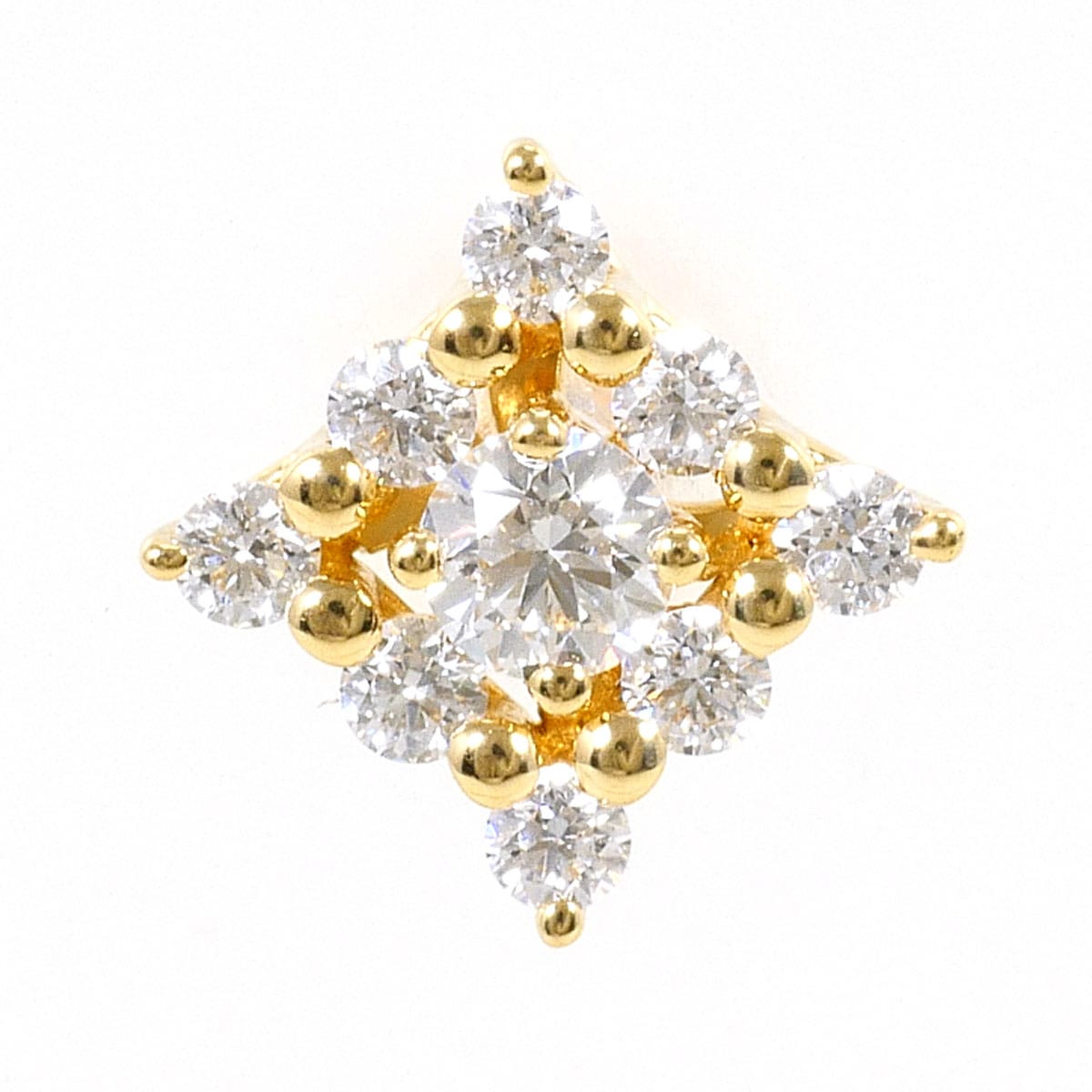 K18 18金 YG イエローゴールド ピアス(片耳) ダイヤモンド 0.30ct 総重量約0.7g レディース 中古